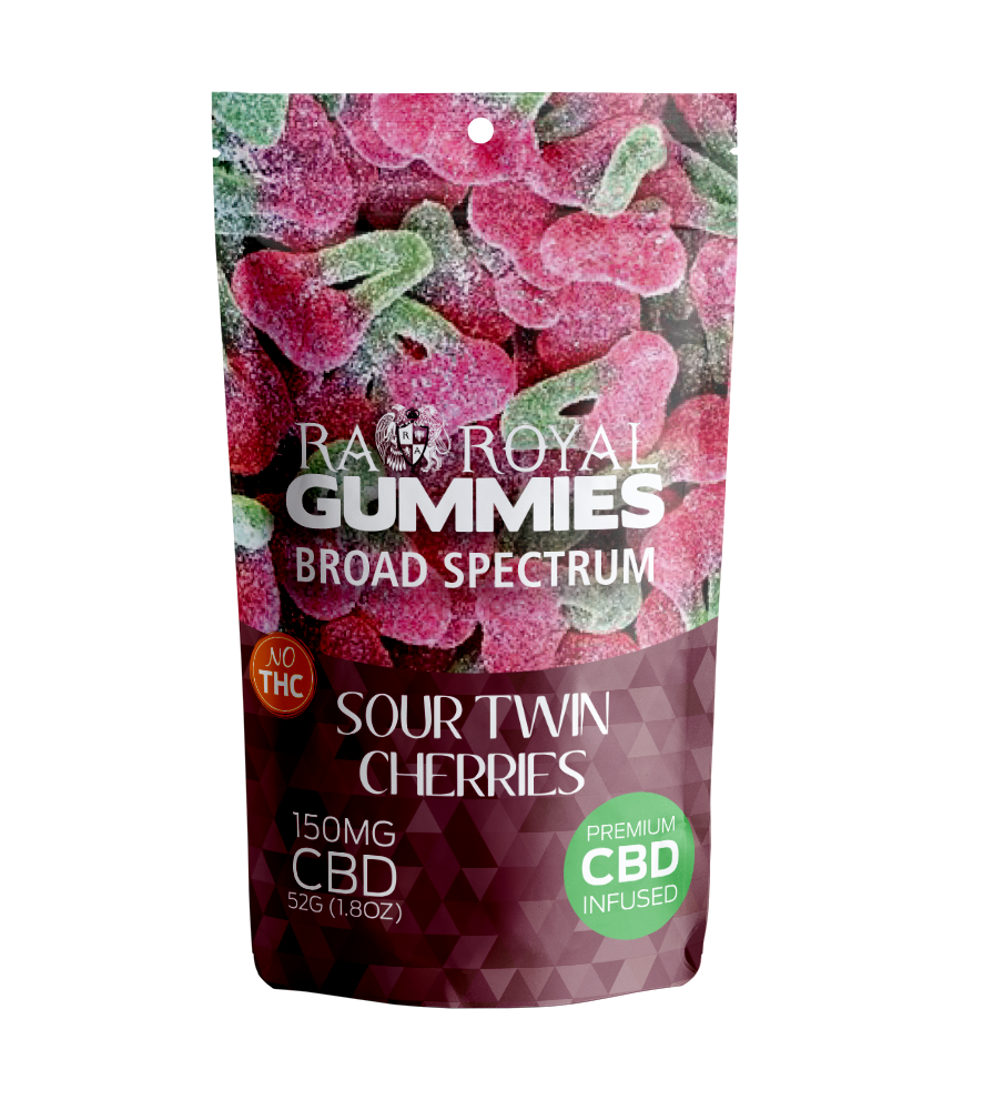 R.A. Royal Gummies: Broad Spectrum CBD Sour Cherry Gummy Pouch (150MG)