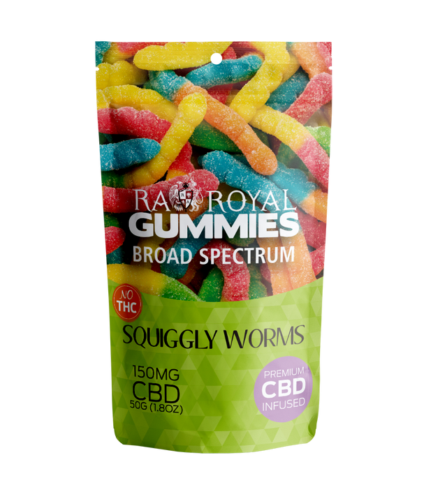 R.A. Royal Gummies: Broad Spectrum CBD Squiggly Worms Gummy Pouch (150MG)