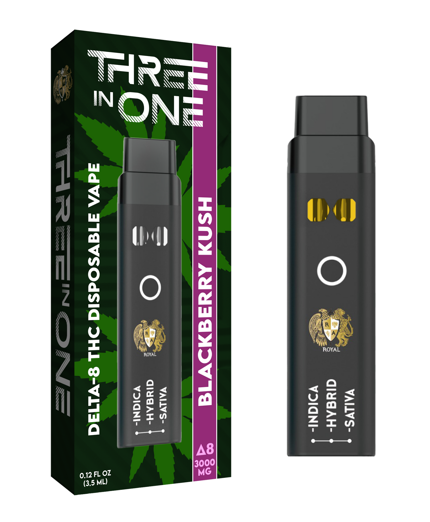 Delta-8 Three-in-One Disposable Vape: Blackberry Kush (3000 MG)