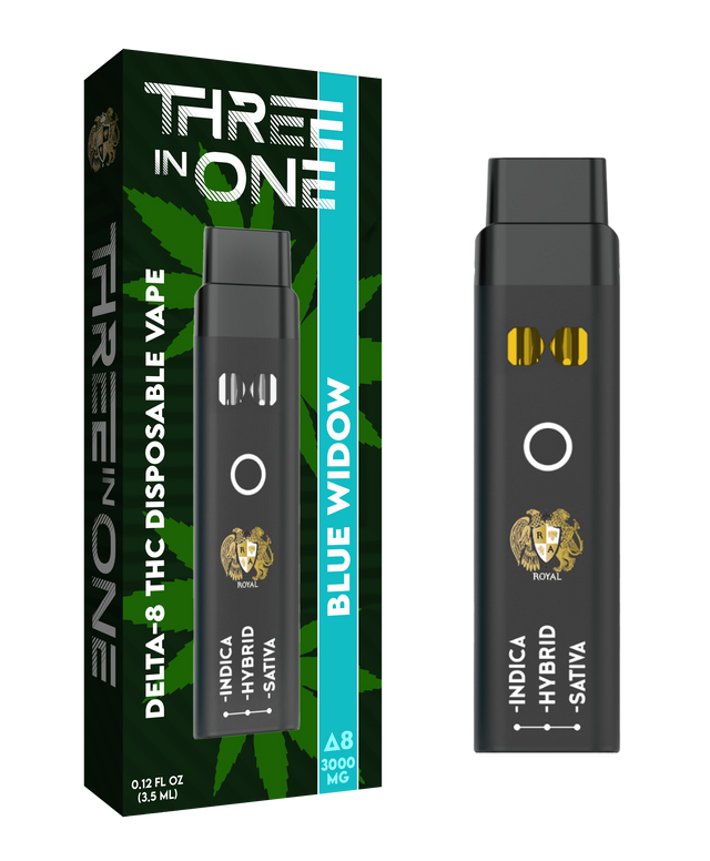 Delta 8 Three-in-One Disposable Vape: Blue Widow (3000 MG)