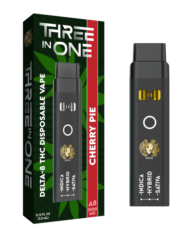 Delta-8 Three-in-One Disposable Vape: Cherry Pie (3000 MG)