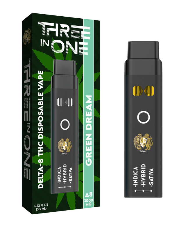 Delta-8 Three-in-One Disposable Vape: Green Dream (3000 MG)