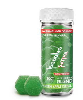 Blend 15,000MG 30CT Gummy Jar: Green Apple Diesel (Sativa)