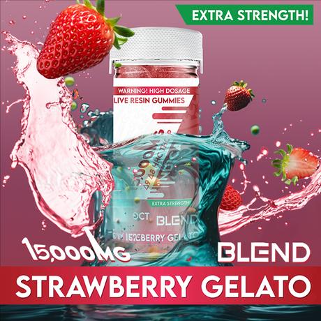 Blend 15,000MG 30CT Gummy Jar: Strawberry Gelato (Indica)