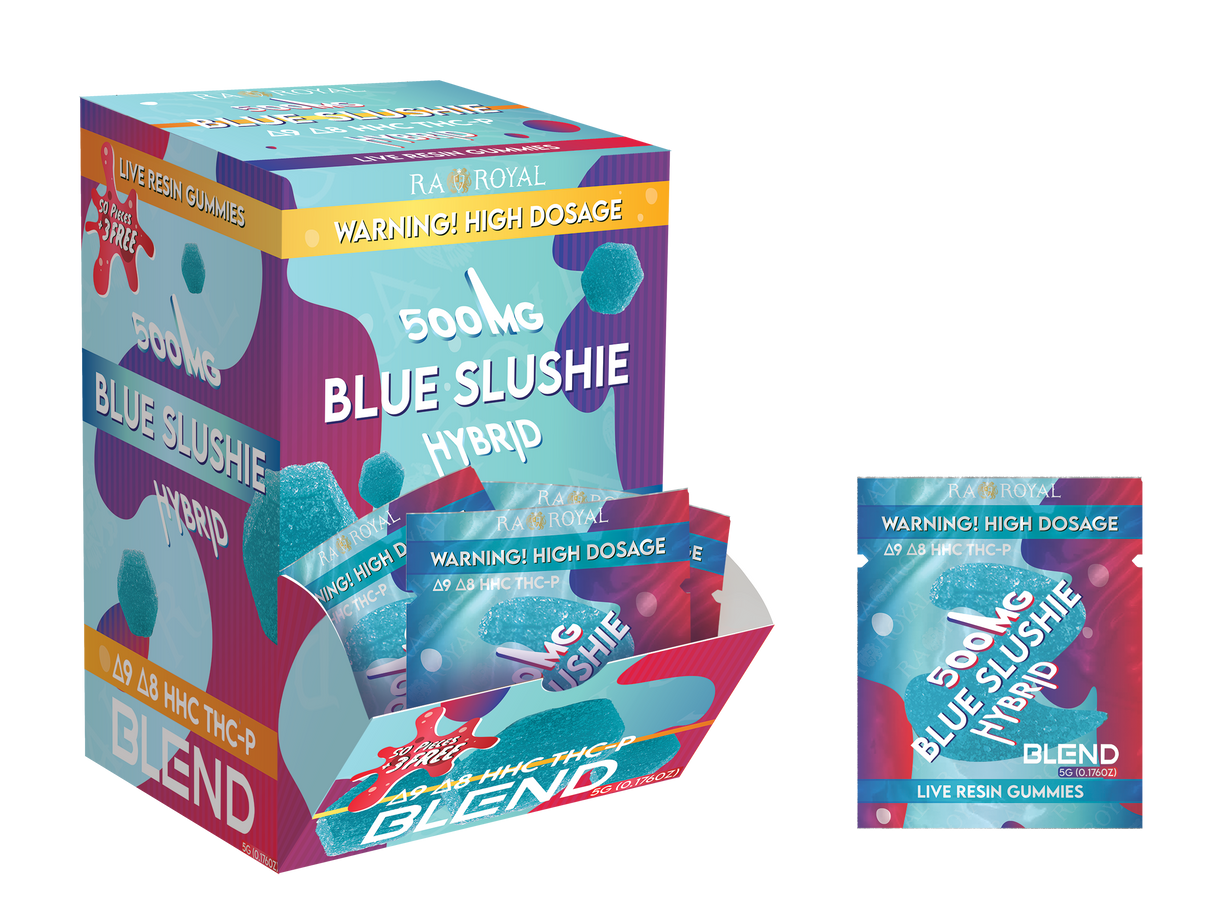 Blend 500MG 53CT Gummy Box: Blue Slushie (Hybrid)