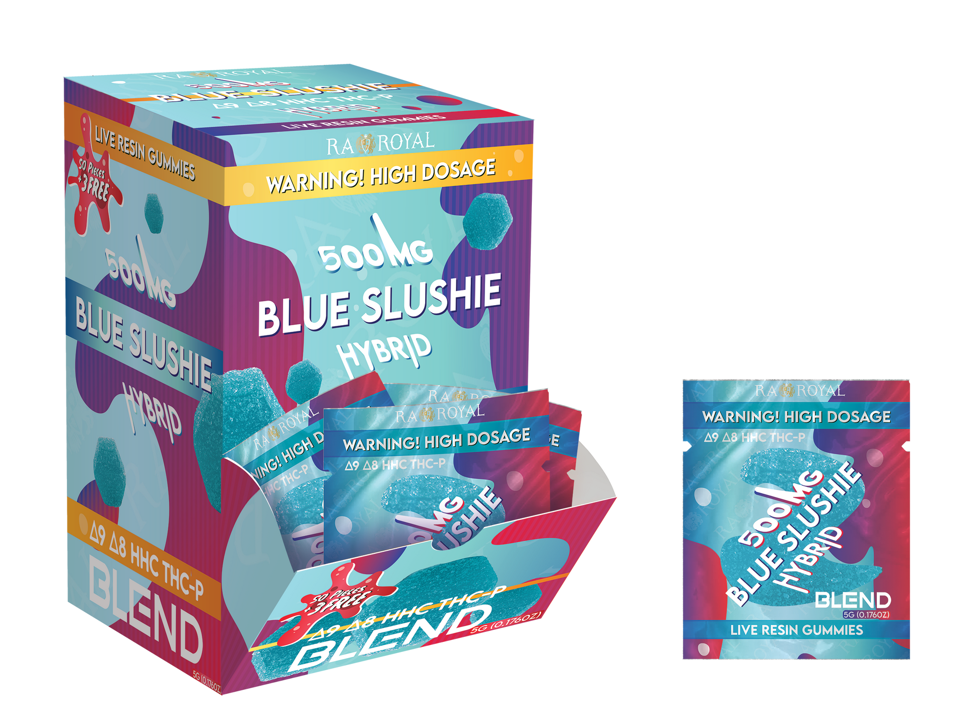Blend 53CT Blue Slushie Gummies | 500MG Hybrid – RA Royal