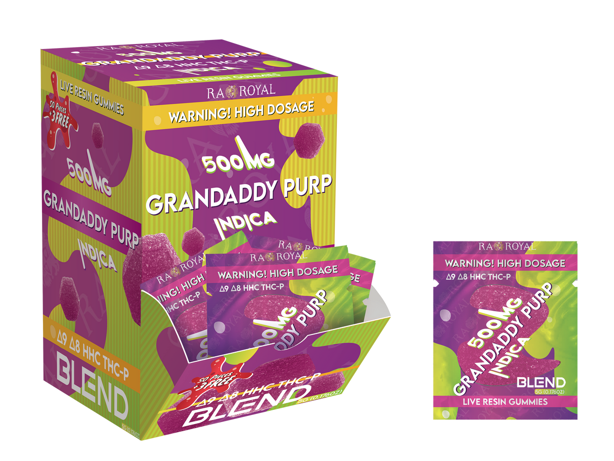 Blend 500MG 53CT Gummy Box: Grandaddy Purp (Indica)