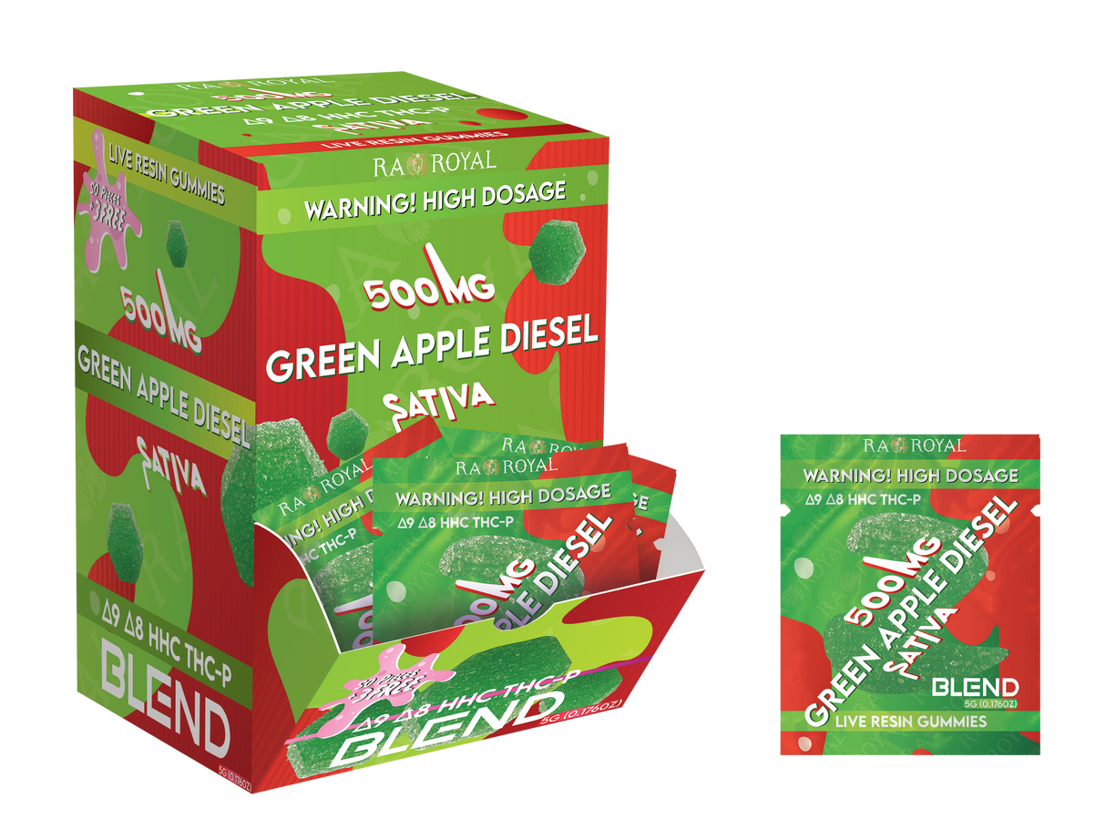 Blend 500MG 53CT Gummy Box: Green Apple Diesel (Sativa)