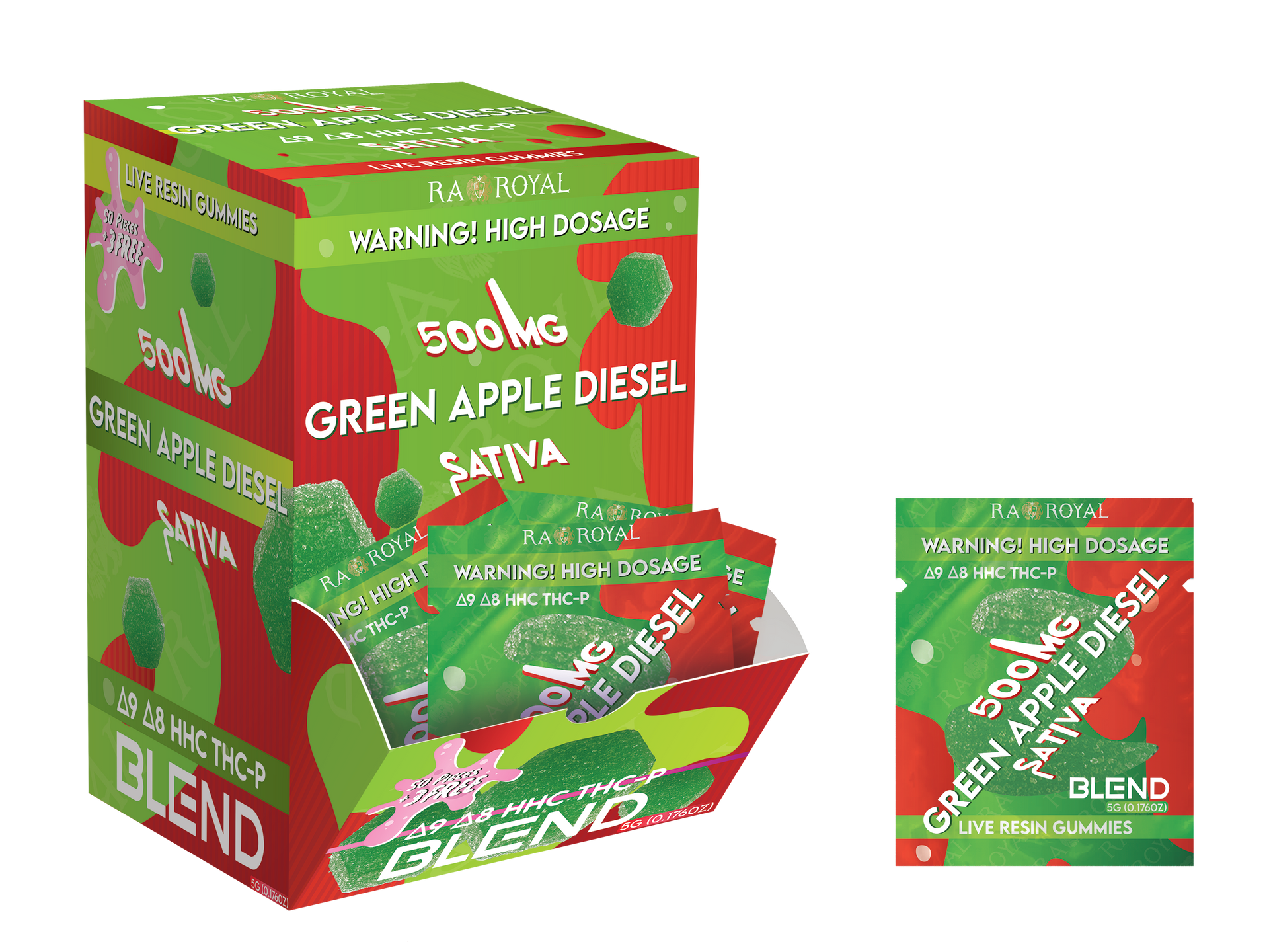 Blend 53CT Green Apple Diesel Gummies | 500MG Hybrid | Delta 9