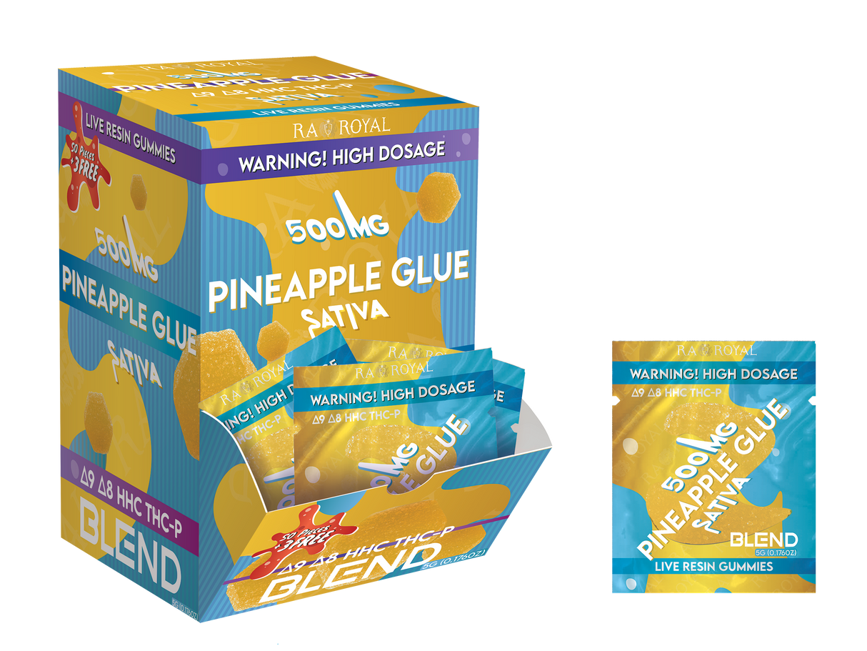 Blend 500MG 53CT Gummy Box: Pineapple Glue (Sativa)