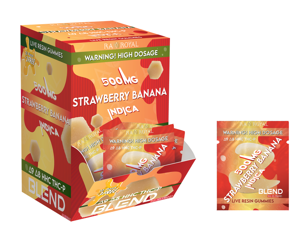 Blend 500MG 53CT Gummy Box: Strawberry Banana (Indica)