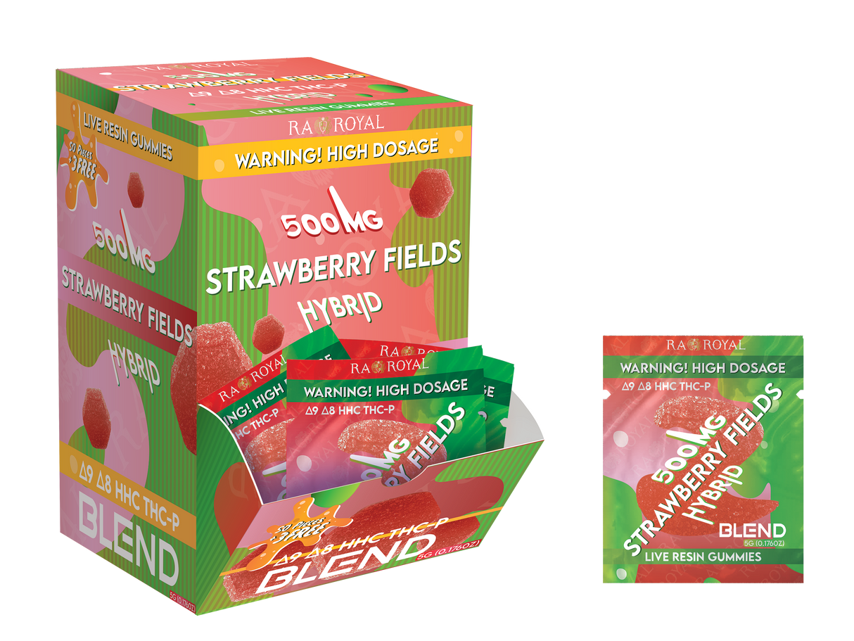 Blend 500MG 53CT Gummy Box: Strawberry Fields (Hybrid)