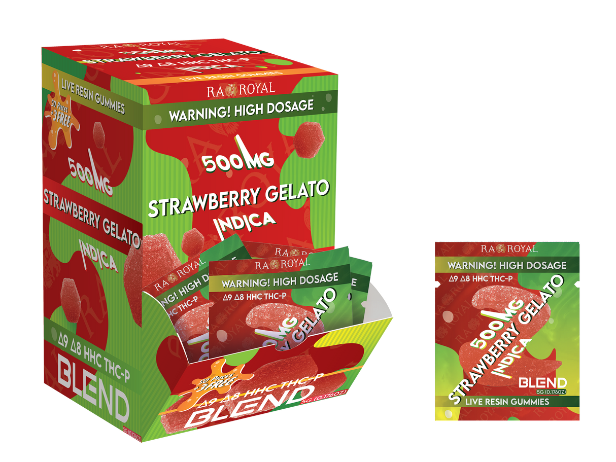 Blend 500MG 53CT Gummy Box: Strawberry Gelato (Indica)