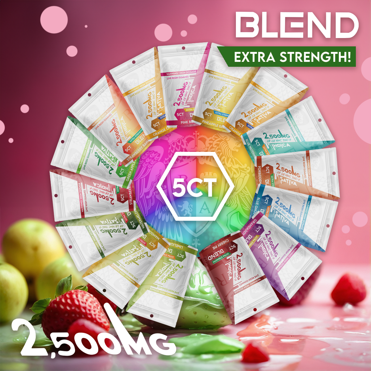 Blend 2,500MG 5CT Gummy Pack: Limelight (Indica)