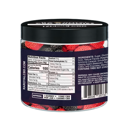 R.A. Royal Gummies:  CBD Blackberry Gummy Jar (1200 MG)