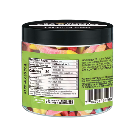 R.A. Royal Gummies: CBD Squiggly Worms Gummy Jar (1200 MG)