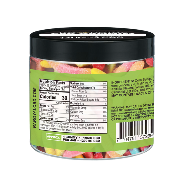 R.A. Royal Gummies: CBD Squiggly Worms Gummy Jar (1200 MG)