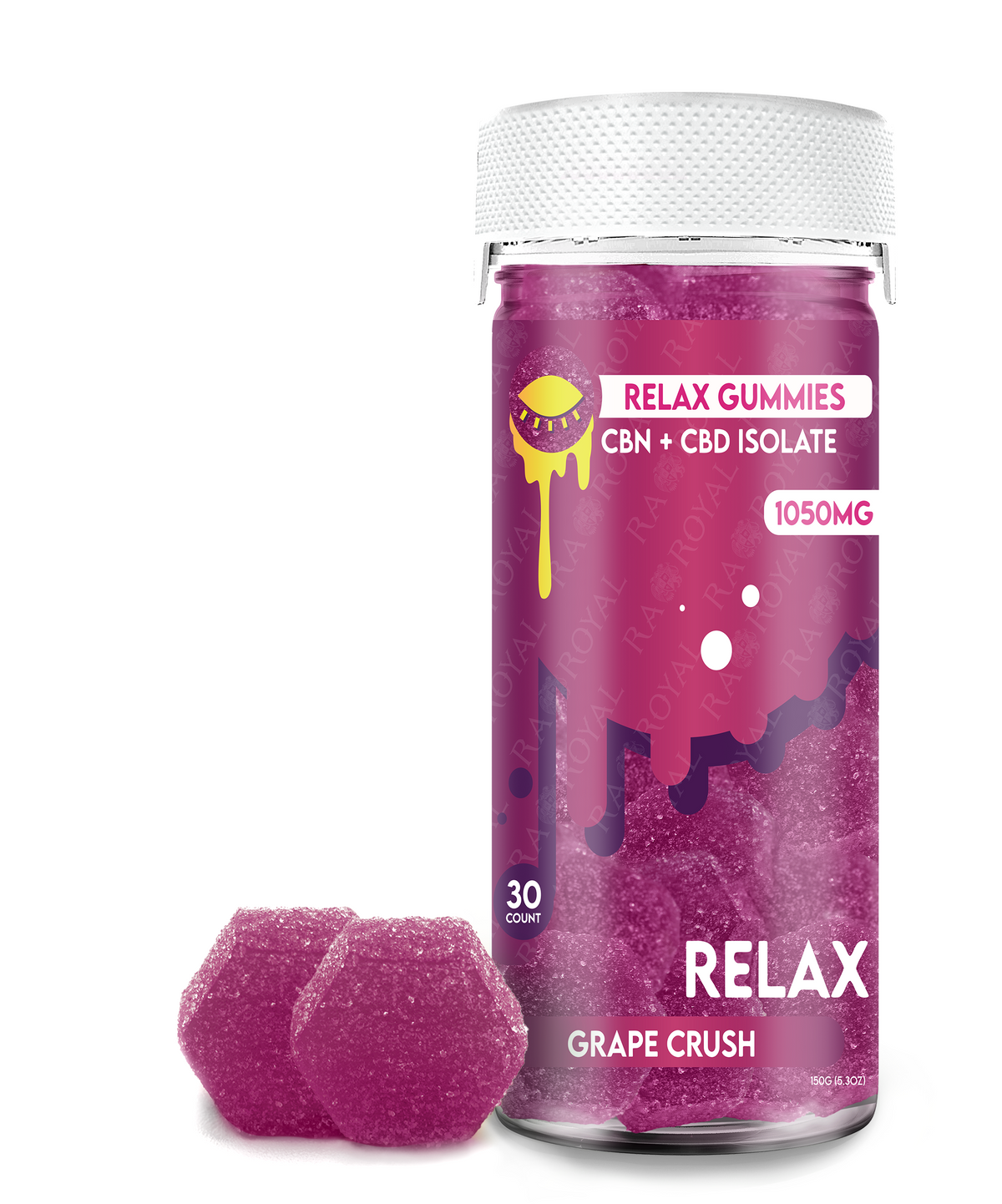 R.A. Royal CBD Isolate+CBN 30CT Gummy Jar - Grape Crush (Relax