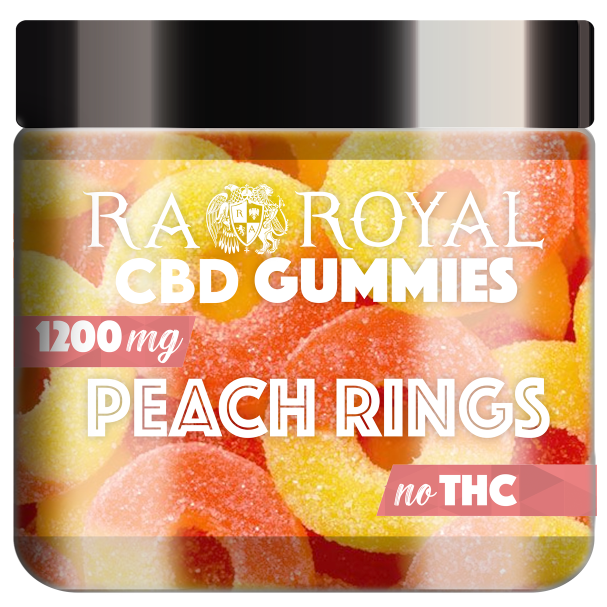 R.A. Royal Gummies: CBD Peach Ring Gummy Jar (1200 MG)