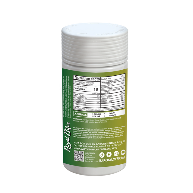 Royal Bitez Classic CBD 15CT Gummy: Green Apple