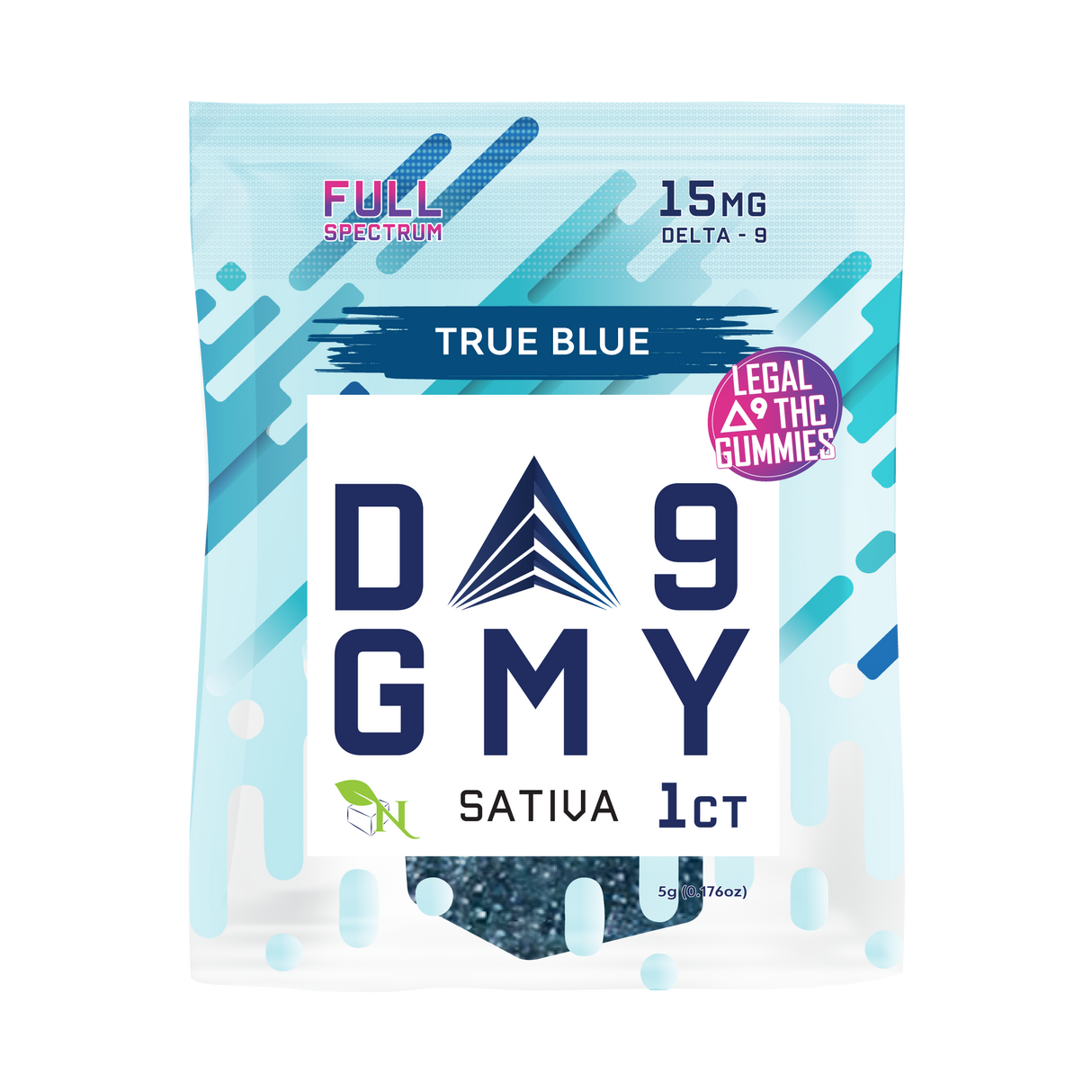 A Gift From Nature Delta-9 Single Sativa Gummy 50CT Box: True Blue