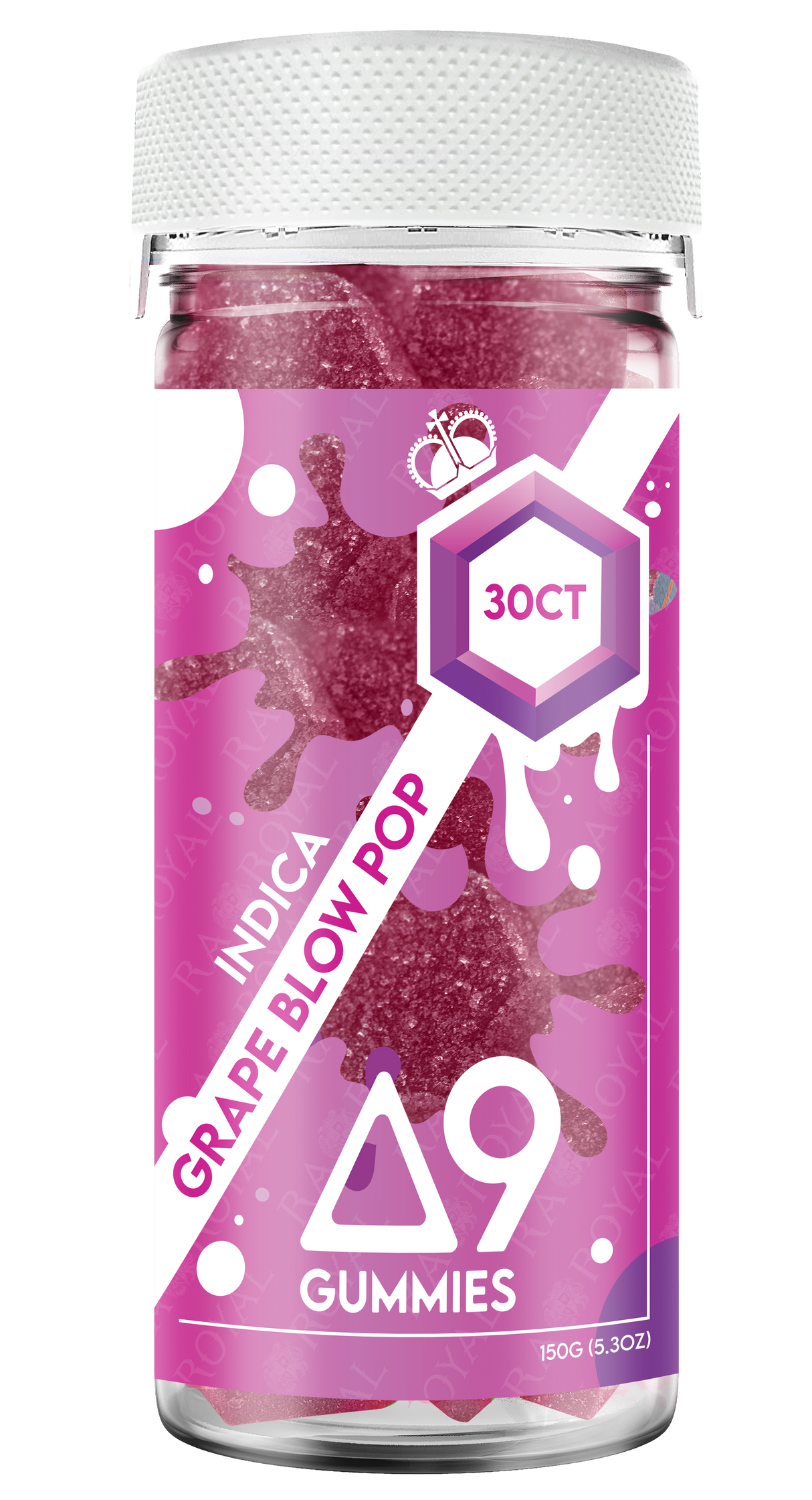 Delta 9 1,050MG 30CT Gummy: Grape Blow Pop (Indica)