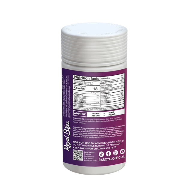 Royal Bitez Delta 9 15CT Gummy: Blue Raspberry (Indica)