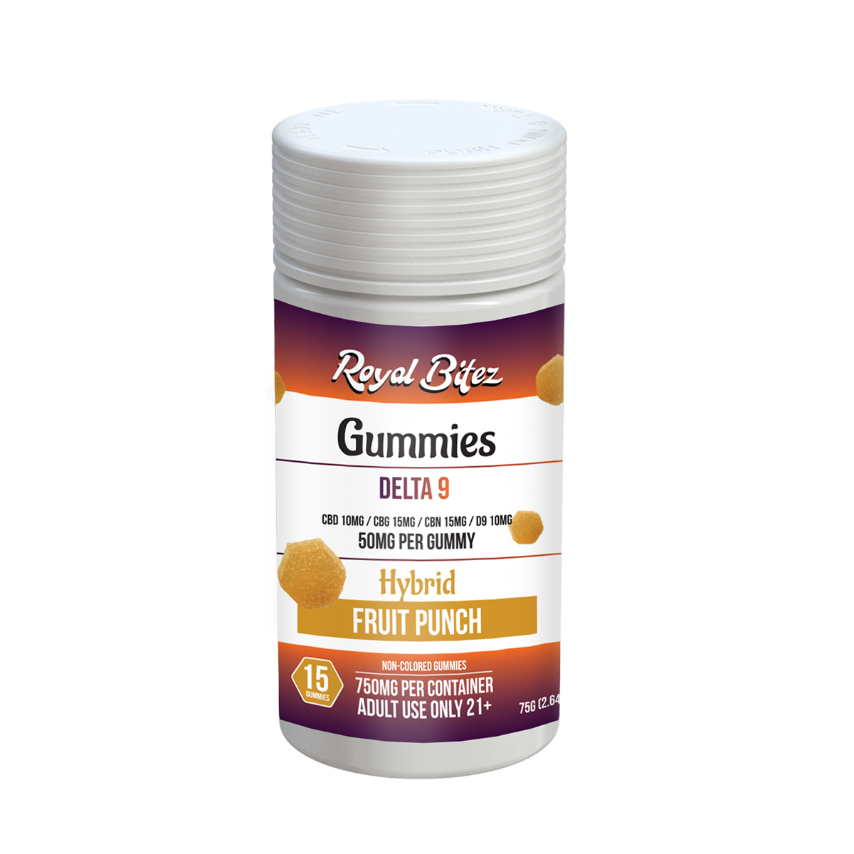 Royal Bitez Delta-9 Gummies Fruit Punch Hybrid 15CT – RA Royal
