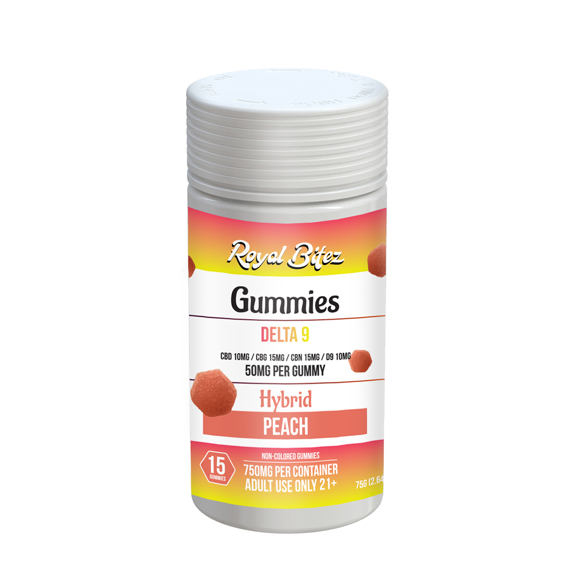 Royal Bitez Delta-9 Gummies Peach Hybrid 15CT – RA Royal