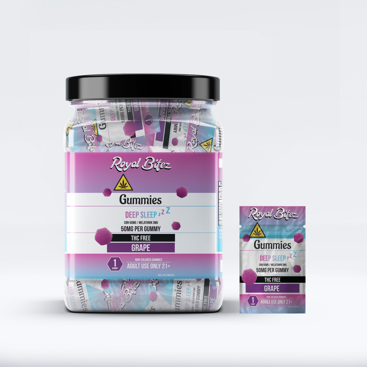Royal Bitez Deep Sleep Gummies | 27CT Single Gummy Jar | Grape