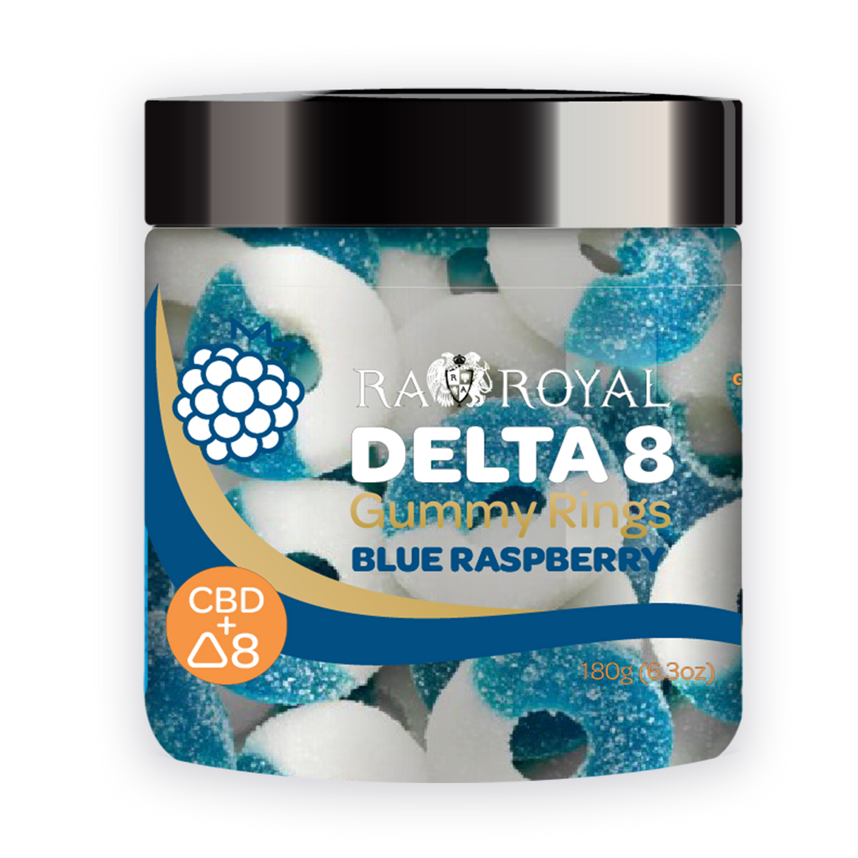 R.A. Royal Gummies: Delta-8 with CBD Blue Raspberry Rings (800 MG)