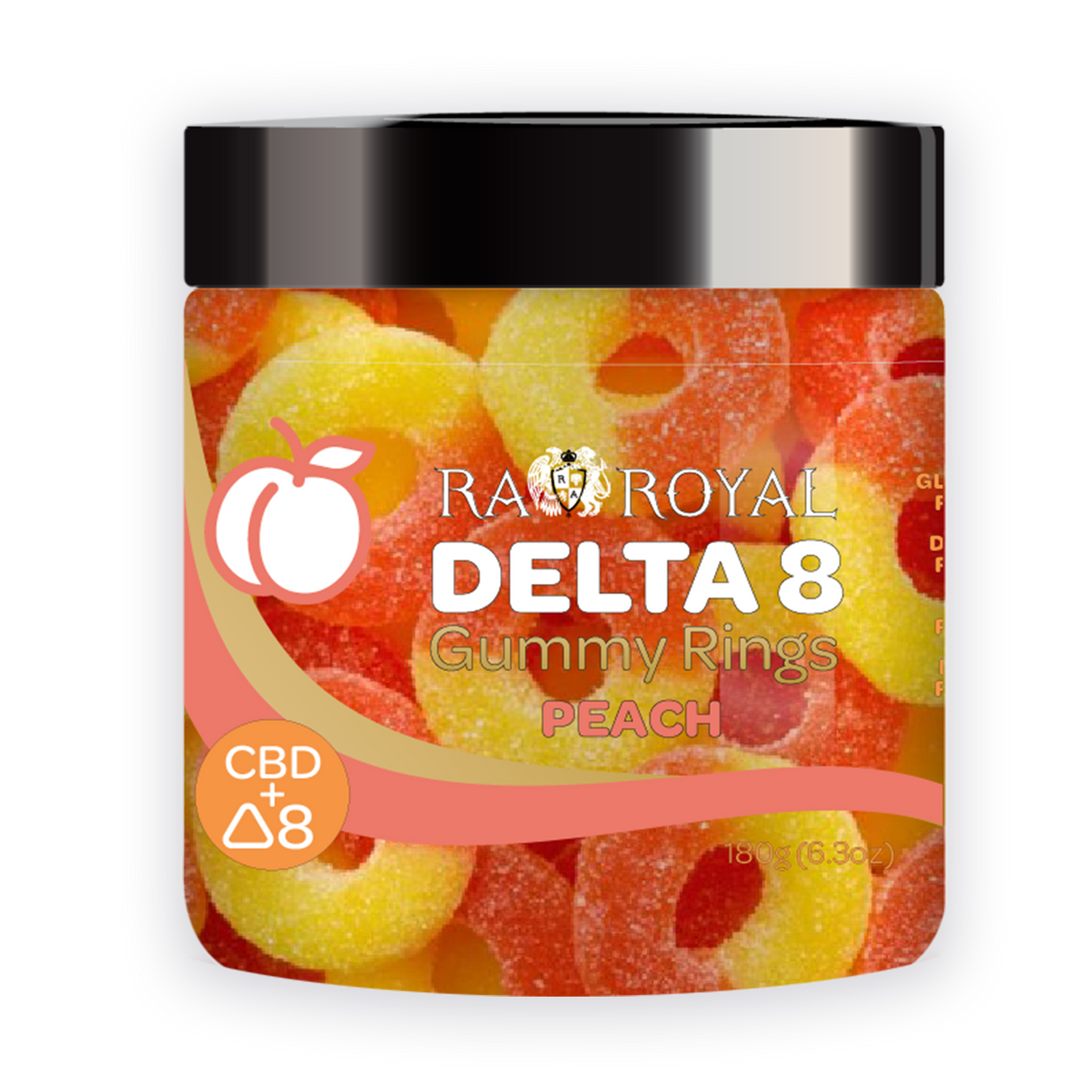 R.A. Royal Gummies: Delta-8 with CBD Peach Rings (800 MG)