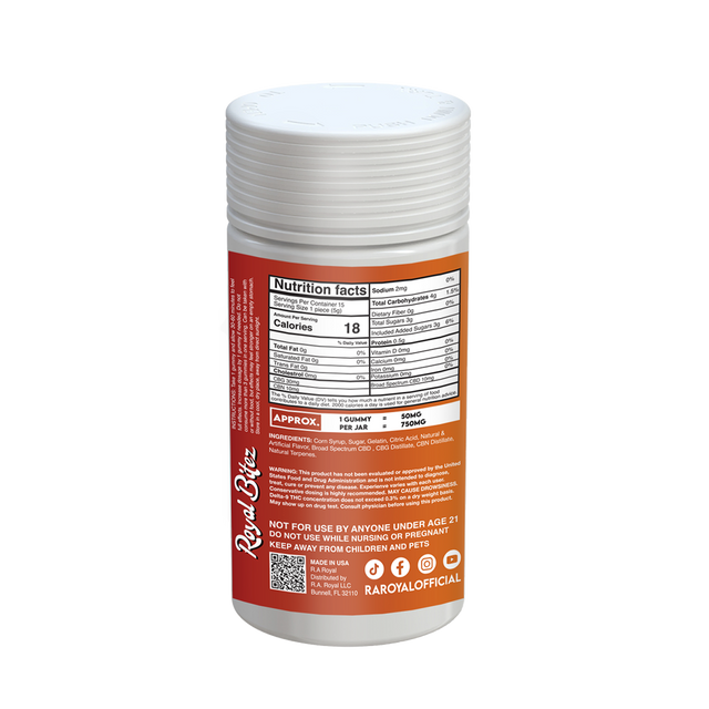 Royal Bitez Focus 15CT Gummy: Orange