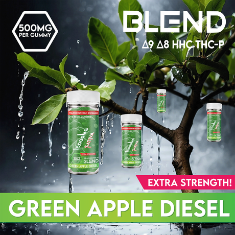 Blend 15,000MG 30CT Gummy Jar: Green Apple Diesel (Sativa)