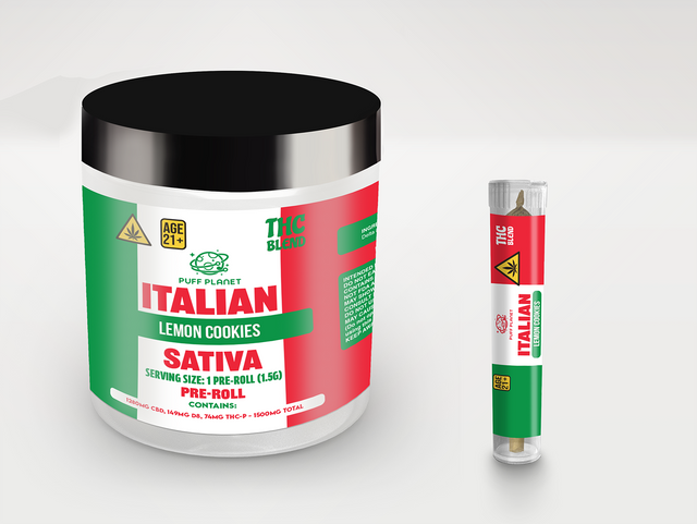 Puff Planet 12x1.5G THC Blend Preroll: Italian Lemon Cookies (Sativa)