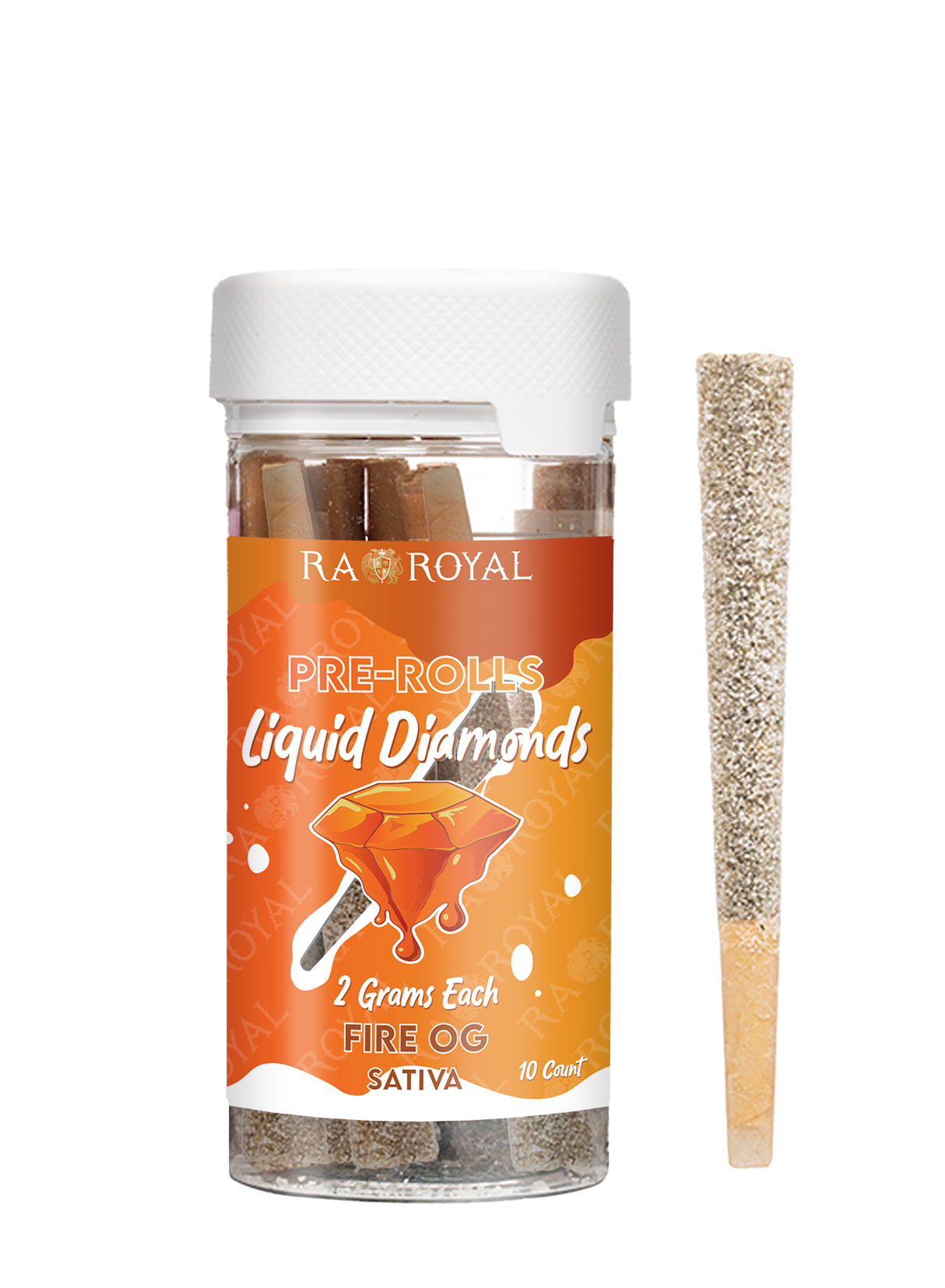 Liquid Diamond 10x2G THC Prerolls: Fire OG (Sativa)