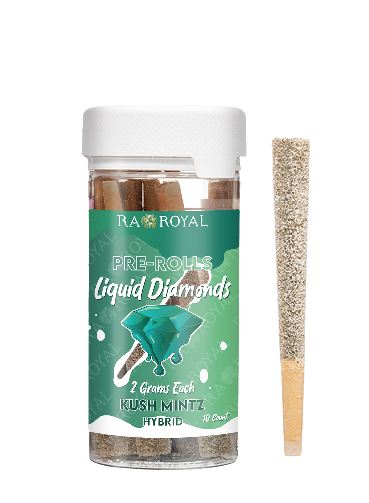 Liquid Diamond 10x2G THC Prerolls: Kush Mintz (Hybrid)