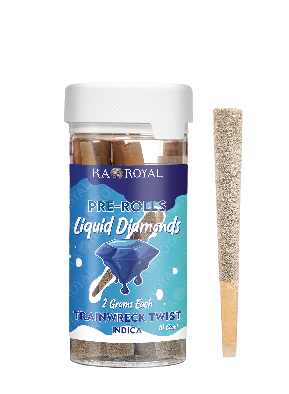 Liquid Diamond 10x2G THC Prerolls: Trainwreck Twist (Indica)