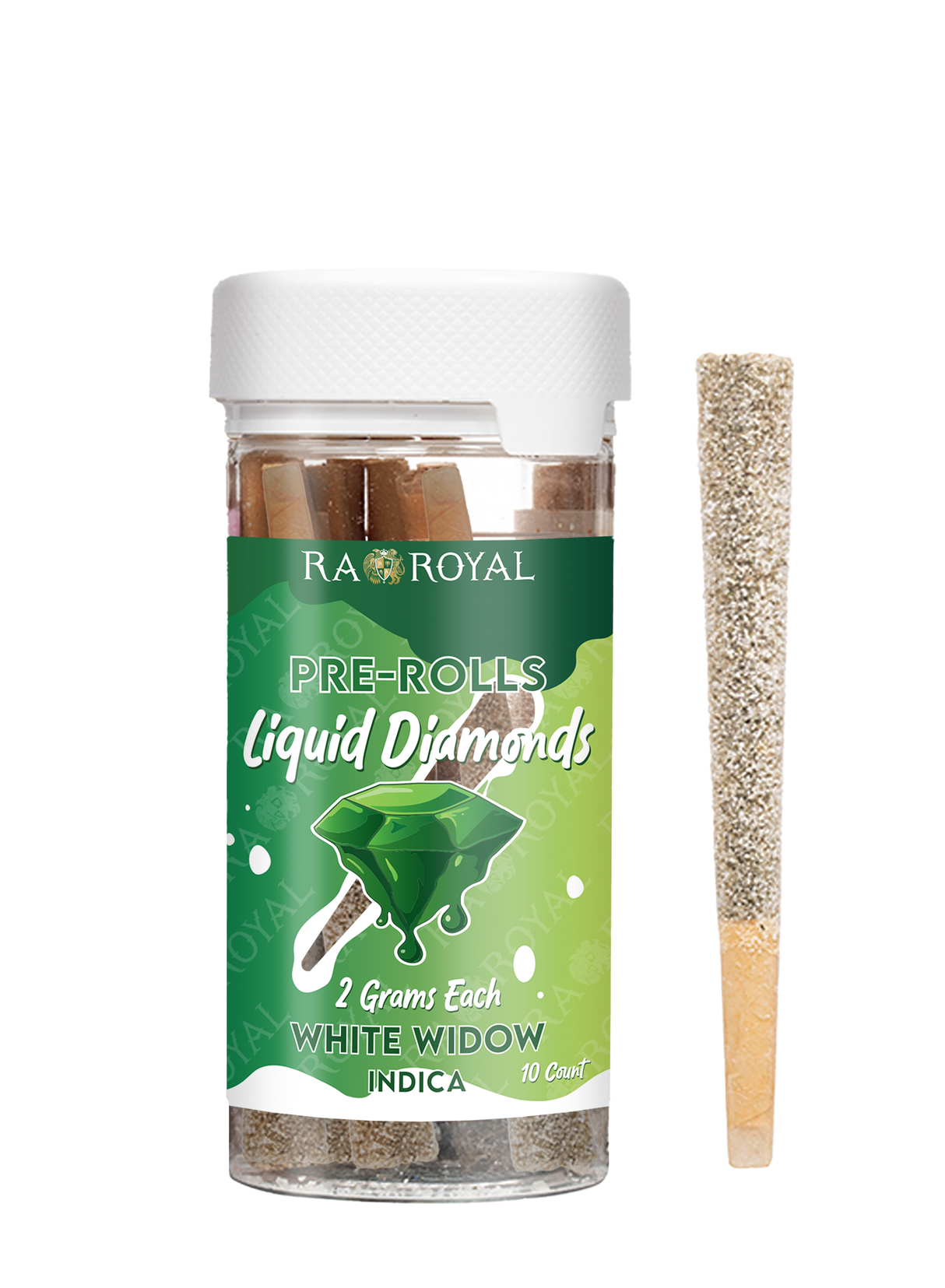 Liquid Diamond 10x2G THC Prerolls: White Widow (Indica)