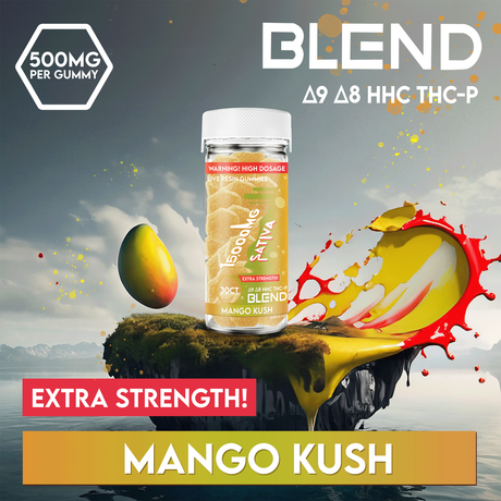 Blend 15,000MG 30CT Gummy Jar: Mango Kush (Sativa)