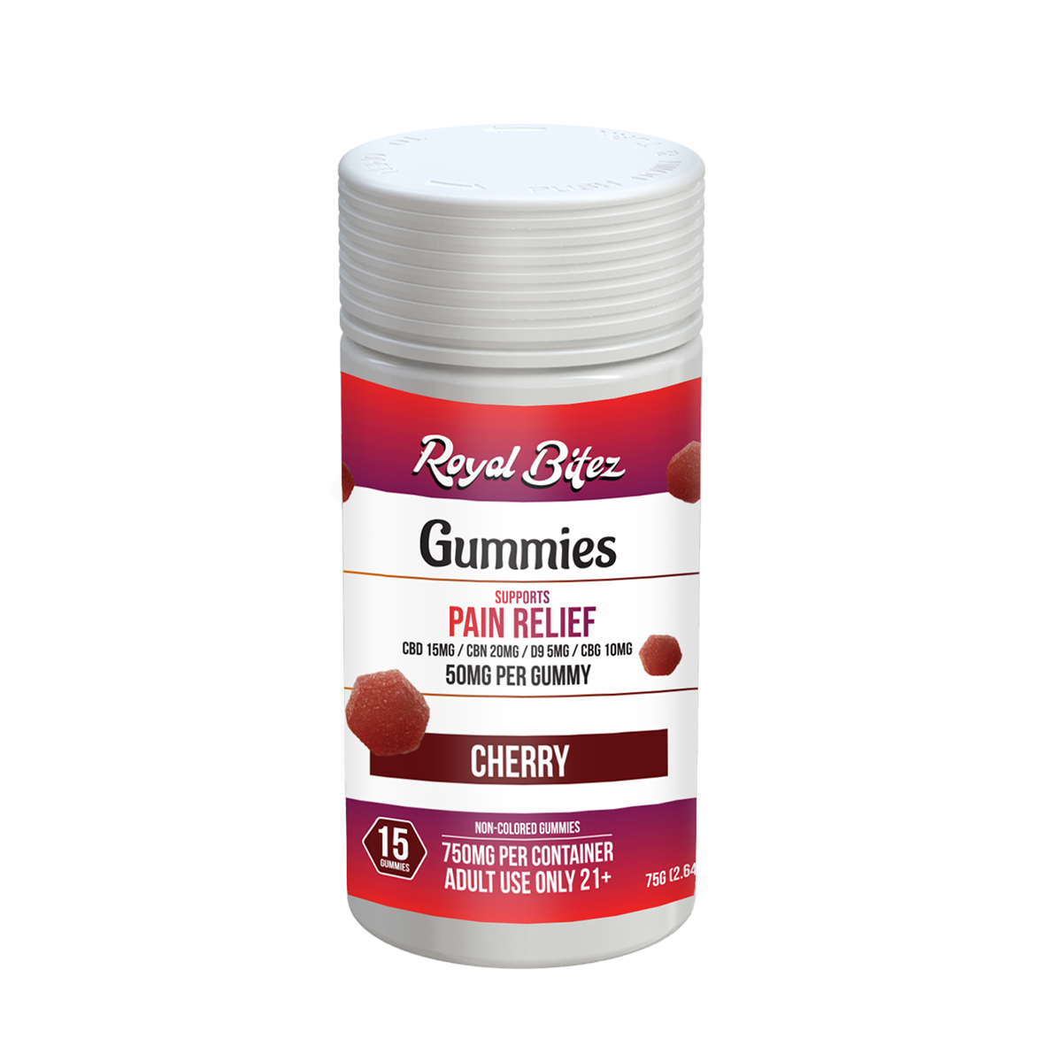 Royal Bitez Pain Relief Support 15CT Gummy: Cherry
