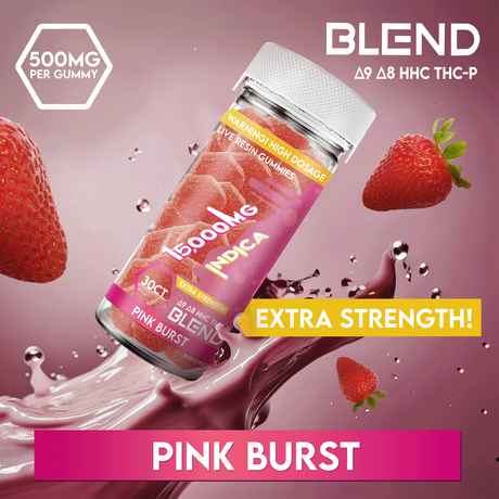 Blend 15,000MG 30CT Gummy Jar: Pink Burst (Indica)