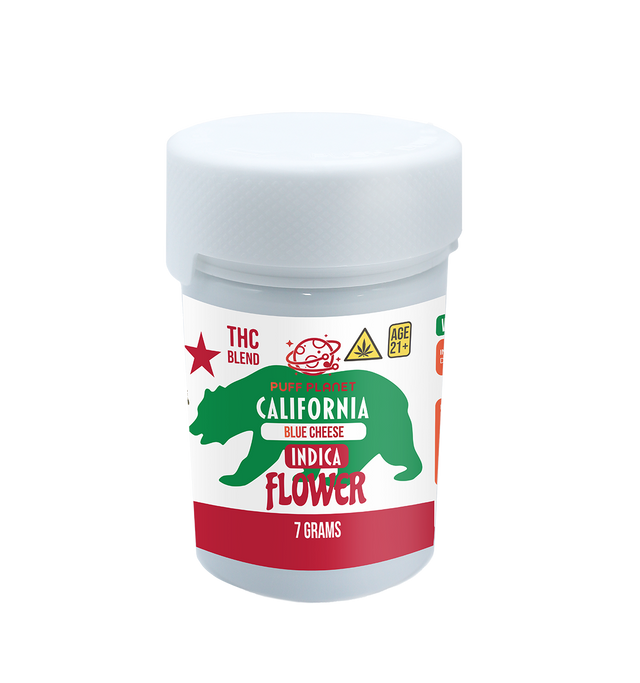 Puff Planet 7G THC Blend Flower: California Blue Cheese (Indica)