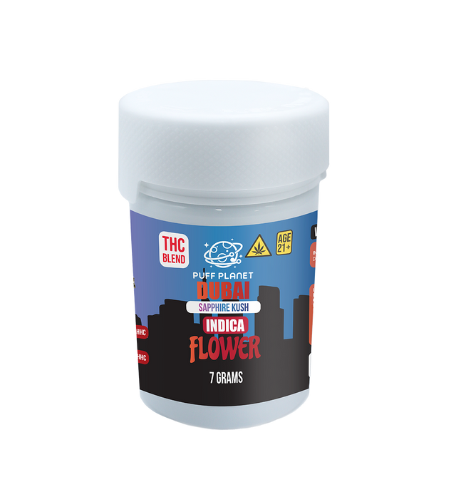 Puff Planet 7G THC Blend Flower: Dubai Sapphire Kush (Indica)