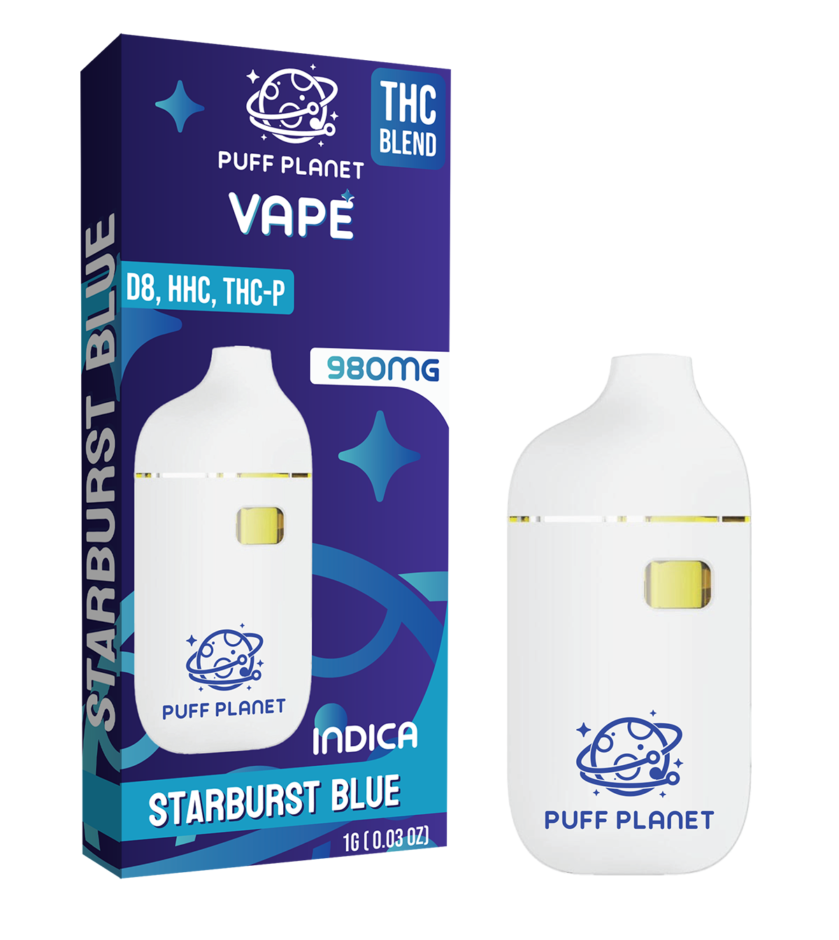 Puff Planet THC Blend Starburst Blue 1ML Vape – RA Royal