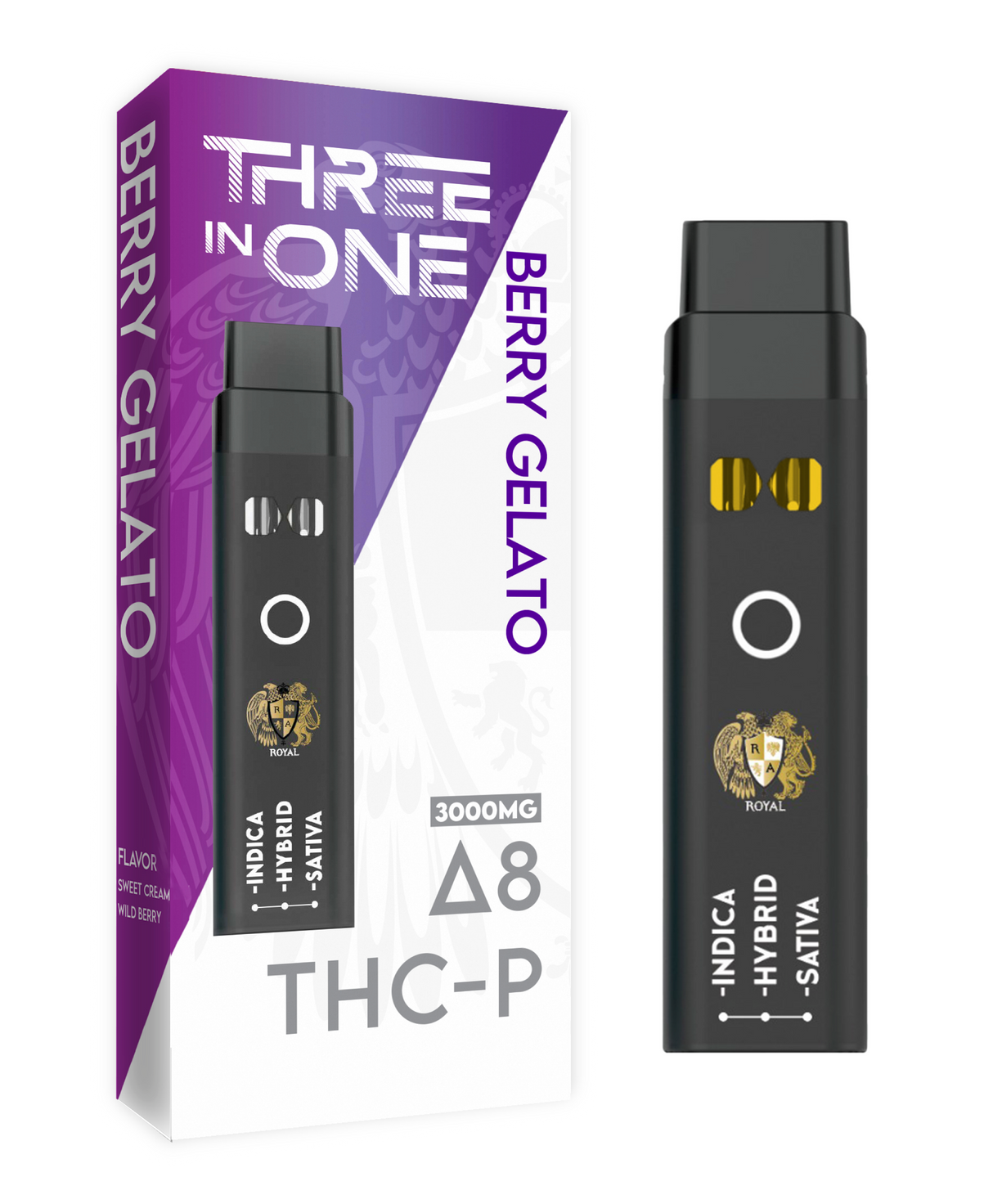 Delta 8 + THC-P Three-In-One Disposable Vape: Berry Gelato (3000MG)