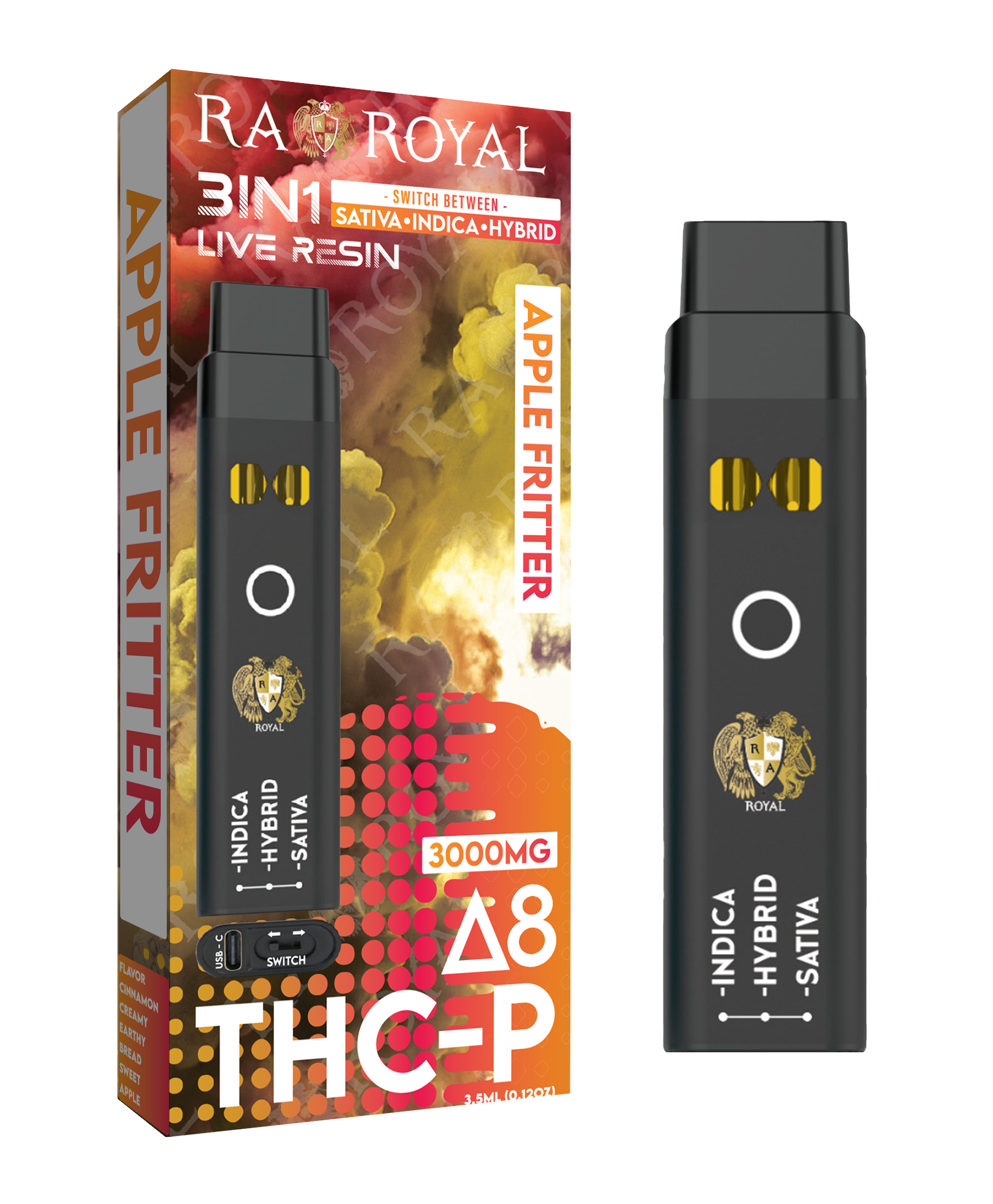 R.A. Royal 3-in-1 Delta 8 + THC-P Vape Apple Fritter (3000MG) RA Royal R.A. Royal 3-in-1 Delta 8 + THC-P Vape Apple Fritter (3000MG) RA Royal