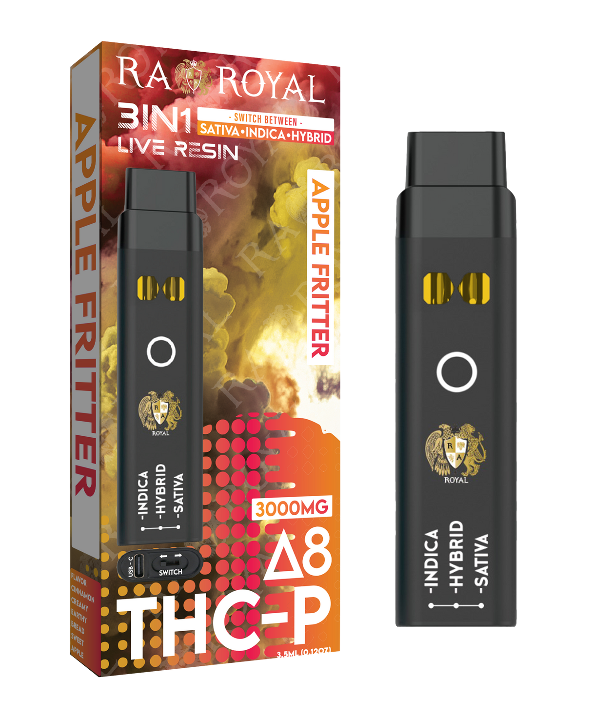 Delta 8 + THC-P Three-In-One Disposable Vape: Apple Fritter (3000MG)