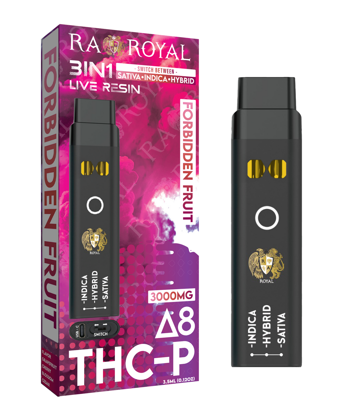 Delta 8 + THC-P Three-In-One Disposable Vape: Forbidden Fruit (3000MG)