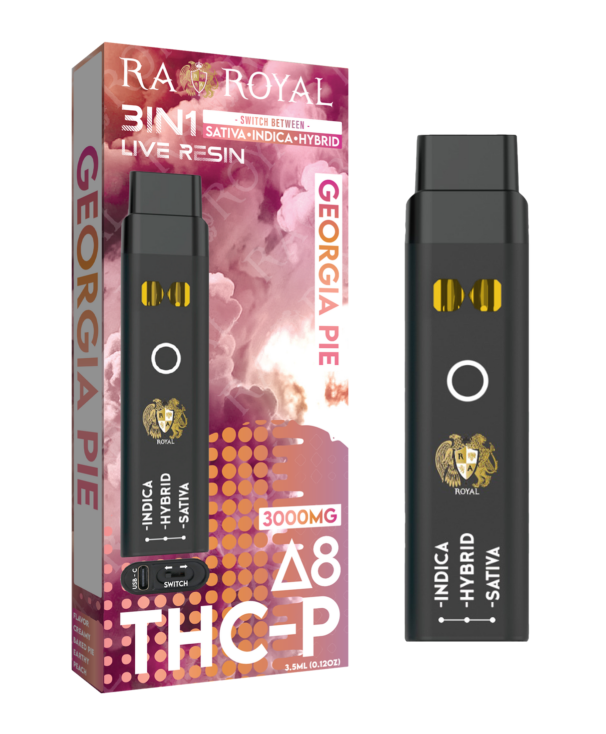 Delta 8 + THC-P Three-In-One Disposable Vape: Georgia Pie (3000MG)